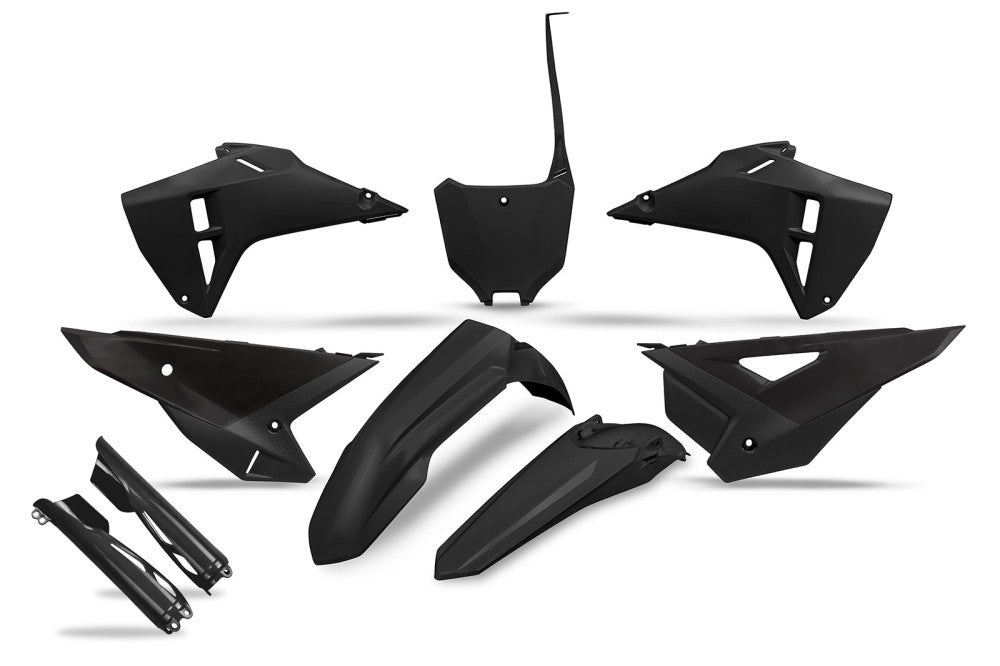 UFO Plastikkit schwarz für Honda CRF250 und CRF450 2025 – hochwertige, strapazierfähige Kunststoffverkleidung im OEM-Stil für verbesserten Schutz und einzigartiges Design, ideal für Offroad, Motocross und Enduro-Fahrer.