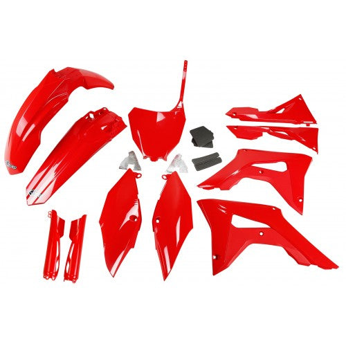 UFO Plastikkit in Rot für Honda CRF250, bestehend aus hochwertigen Kunststoffteilen zur Ersatz- und Aufrüstung von Motorradverkleidungen.