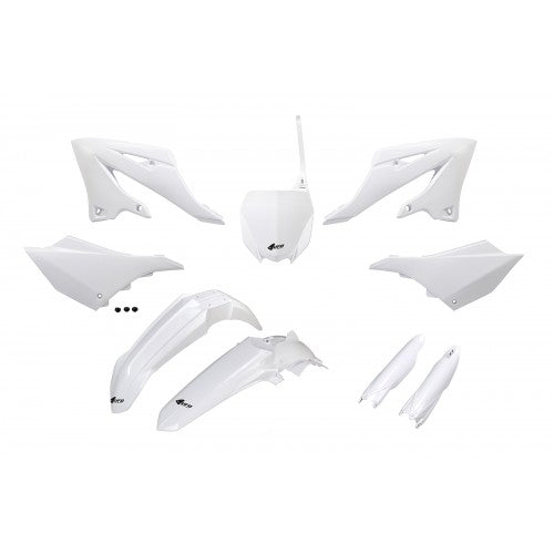 UFO Plastikkit Weiß für Yamaha YZ125/250 (2022-2025) – robuste Kunststoffverkleidung im OEM-Design für verbesserten Schutz, Performance und individuelles Styling, ideal für Motocross, Offroad und Enduro-Fahrer."