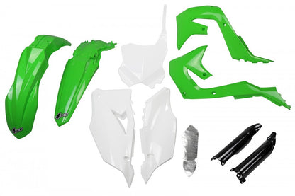 UFO Plastikkit OEM-Replica 
für Kawasaki KX450F (2019-2024) und KX250F (2021-2023) – hochwertige Kunststoffverkleidung im OEM-Design für verbesserte Haltbarkeit, Schutz und Performance, ideal für Motocross und Offroad-Fahrer.